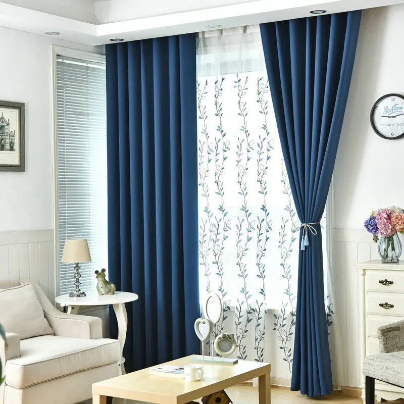 Modern Blackout Curtains For Window Treatment Finished Cotton