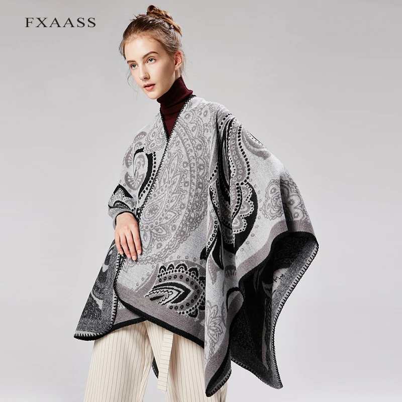Новинка осень/зима шаль FXAASS Модное пончо женский шарф для женщин Роскошное