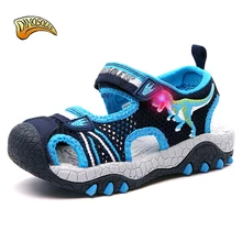 Baby Boys Sandals Light Up Mesh Kids Shoes Summer 2019 LED Children's Beach Shoes Casual Toddler Sandals 3D Dinosaur