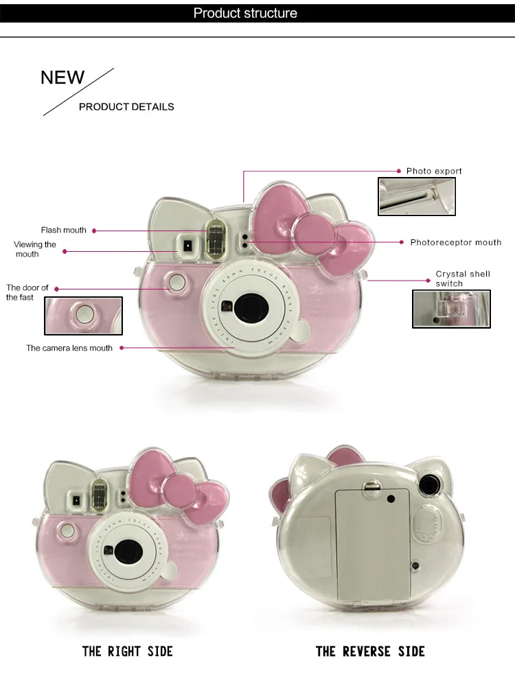 Прозрачный Кристальный чехол для камеры Fujifilm Instax Mini hello kitty из ПВХ защитная пленка для мгновенной съемки