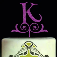 Фиолетовый Блеск персонализированные начальный свадебный торт Топпер. Пользовательские монограмма торт Топпер. украшение для именинного торта. свадебный торт Топпер