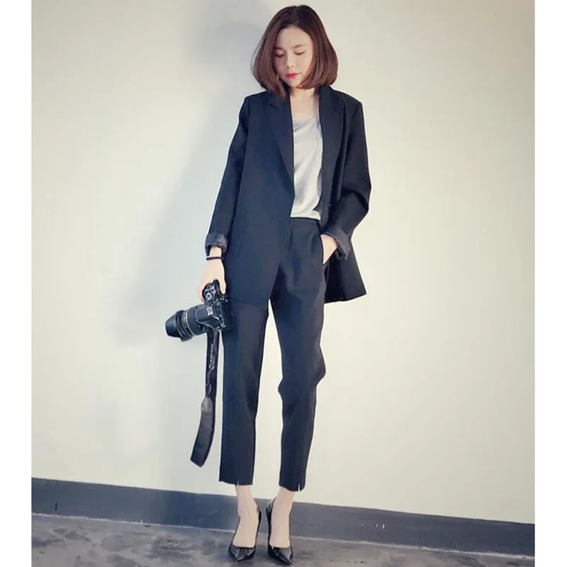 

Ladies Suit Spring Autumn New Korean Fashion British Casual Black Suit Business Office Uniform Professional Suit Net Red Coat 46