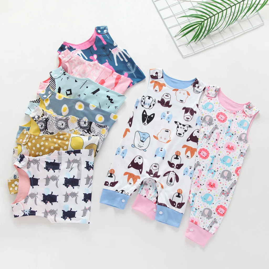 

2019 New Baby Newborn Children Toddler Clothes Sleeveless Egg Rompers Kids Boys Girls Lemon Print Playsuit Animal Whale Jumpsuit