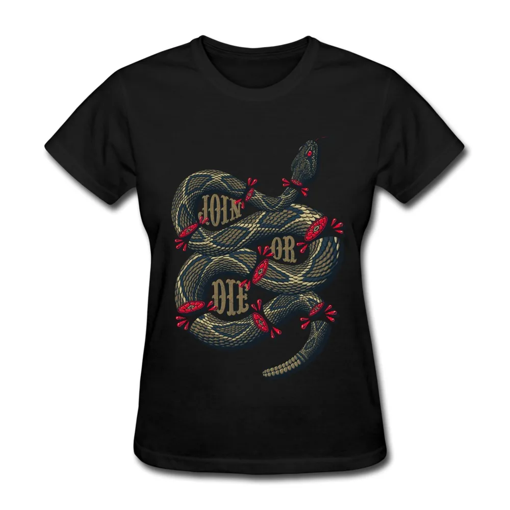 Women's T Shirt Cotton Join or Die Custom Your Own Short Sleeve Women Shirts | Женская одежда