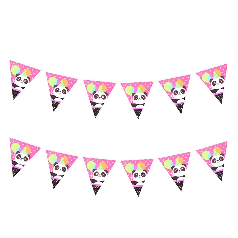 

Cartoon Panda themed Happy Birthday Banner Bunting Garland for Kids boy girl baby shower Birthday party supplies Children favor