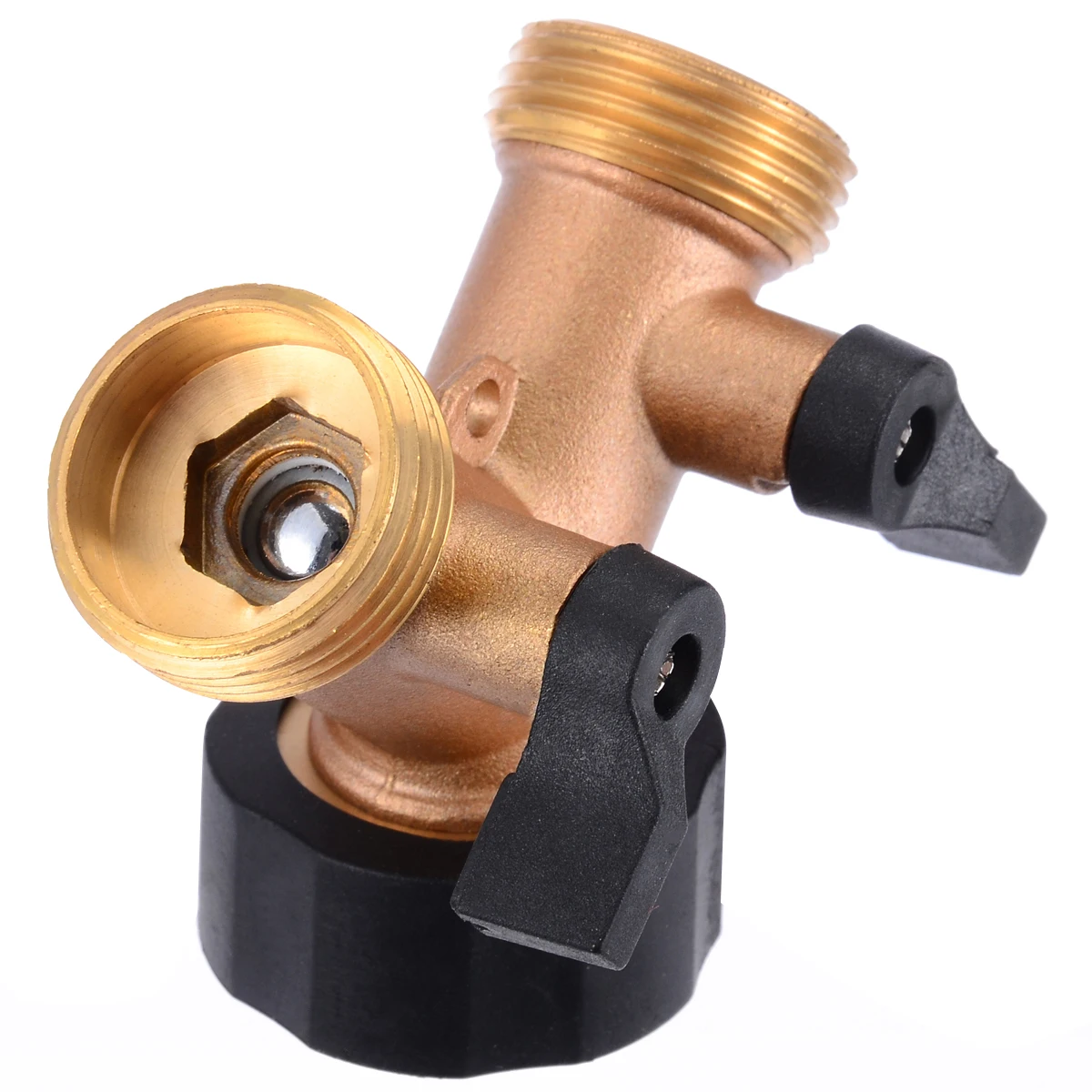 Hose Pipe Splitter 3/4 Inch Brass 2 Way Valve Splitter Hose Pipe Adapter Connector Tap Gardening Irrigation Tool Mayitr
