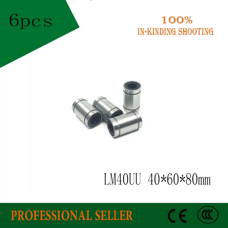 Free shipping 6pcs LM40UU 40mm 40mmx60mmx80mm Linear Ball Bearing Bush Bushing CNC Brand New | Обустройство дома