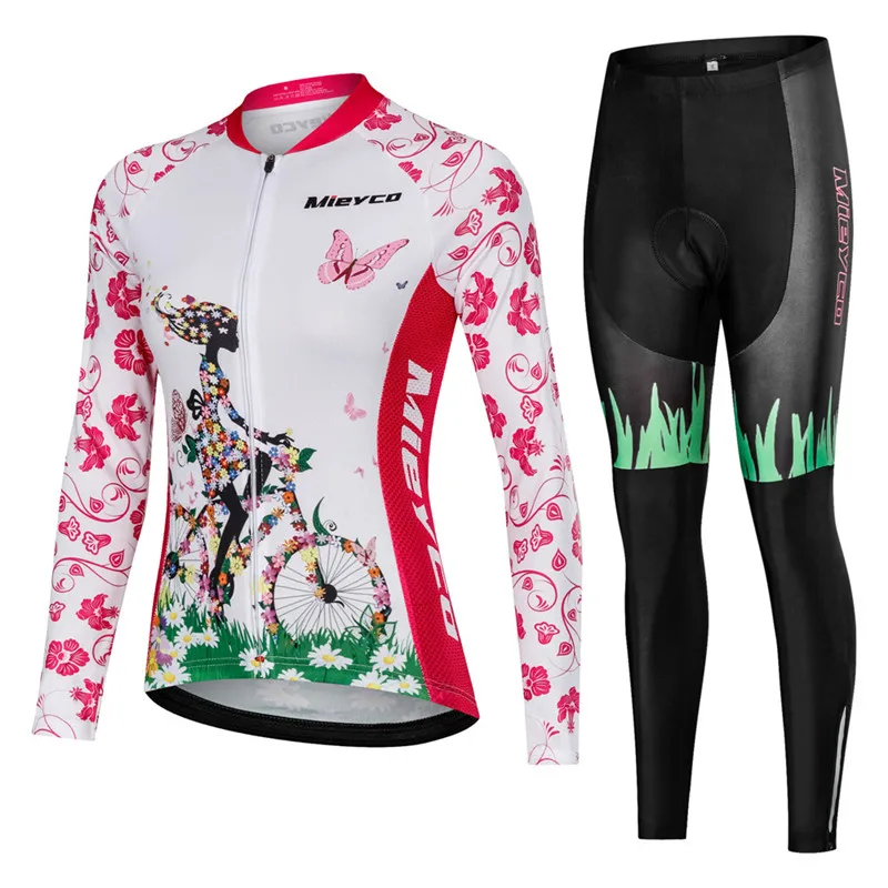 

Cycling Jersey Women Bike MTB Jerseys Long Sleeve Pro Road Cycling Clothes Maillot Ciclismo Breathable Bicycle Wear Bib Set
