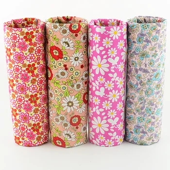 

FREE SHIPPING 4 piece mixed 45x50cm pink daisy cotton poplin fabric fat quarter dress sewing cloth tecido telas patchwork W4B1-4