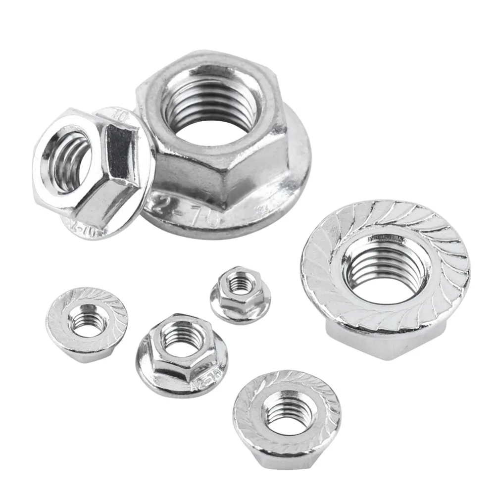 Stainless Steel SS304 Hex Flange Nuts M3 M12 Metric Thread Hex