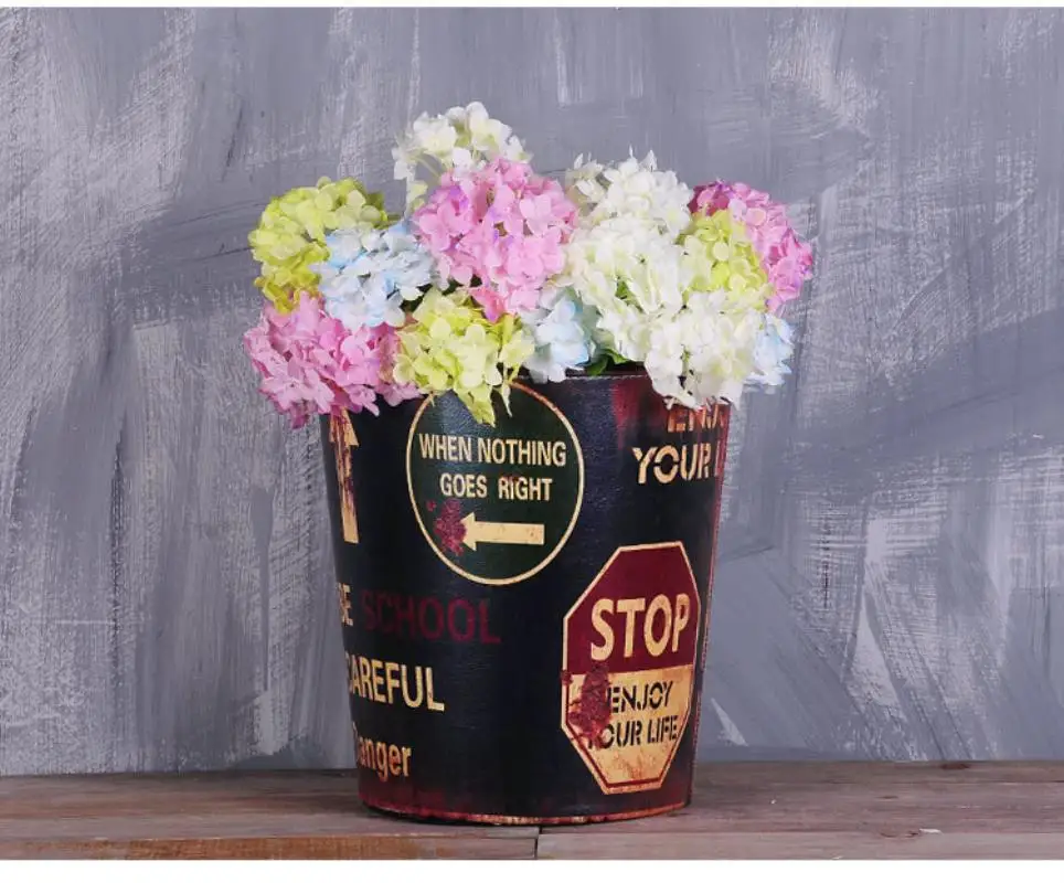 Retro Leather Trash Cans Home Waste Bins Kitchen Living Room Decoration Storage Bucket Ornaments Art Crafts Clean Supplies