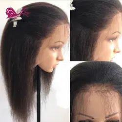 EAYON полное кружева парики человеческих волос с ребенком волос странный прямо бразильский Волосы remy парики для Для женщин 130% Плотность Glueless
