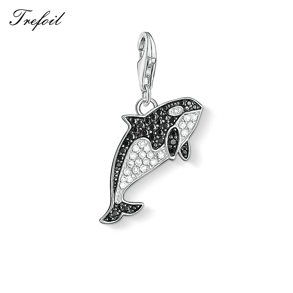 Амулеты Orca Whale Dolphin Koi Shark подвеска, модное ювелирное изделие 925 пробы Серебряный трендовый подарок для женщин и мужчин браслет ожерелье - Окраска металла: Orca Whale