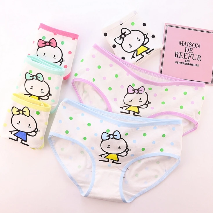 1 PCS 11 Styles Cute Women Colorful Rabbit Dot Printed Cotton Briefs