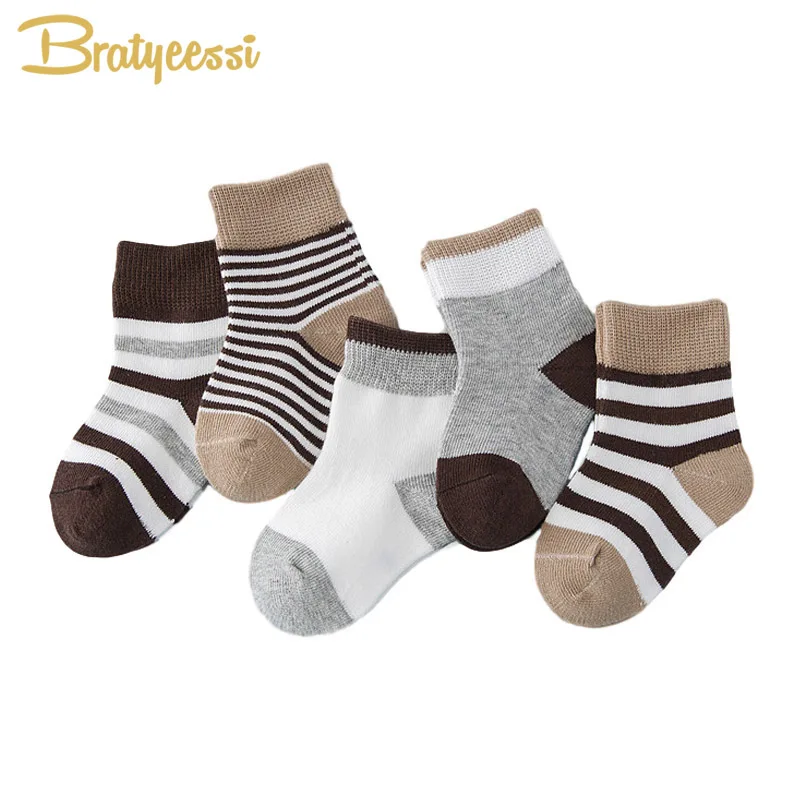 Casual Cotton Baby Socks Newborn Striped Autumn Winter Infant Girls Boys Socks 5 Pairs/Lot