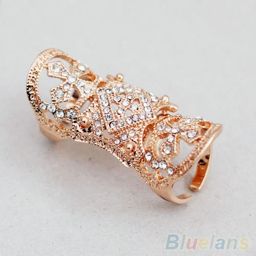 

2016 Fashion Punk Cool Western Style Rhinestone Joint Finger Cross Ring Jewelry 2 Colors ARUC