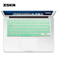 XSKN мятно зеленый испанский/английские буквы силиконовые покрытие для клавиатуры для Macbook Air Pro 13/15, беспроводная клавиатура, ЕС макет