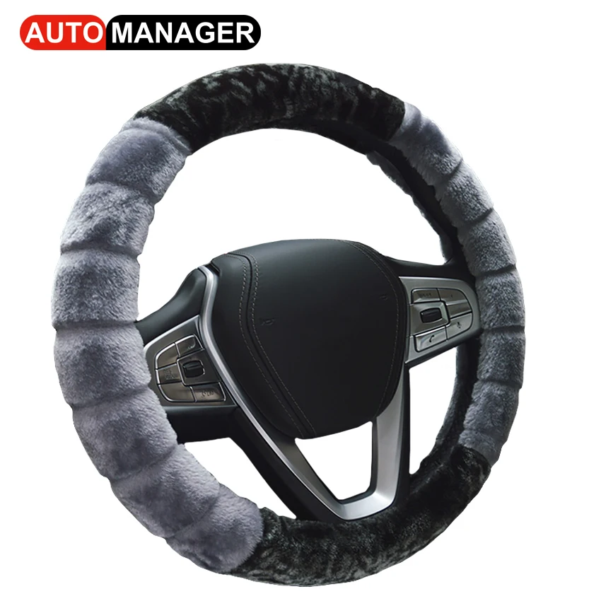 Winter Essential Fur Steering Wheel Cover Super Warm Soft for Auto Car
