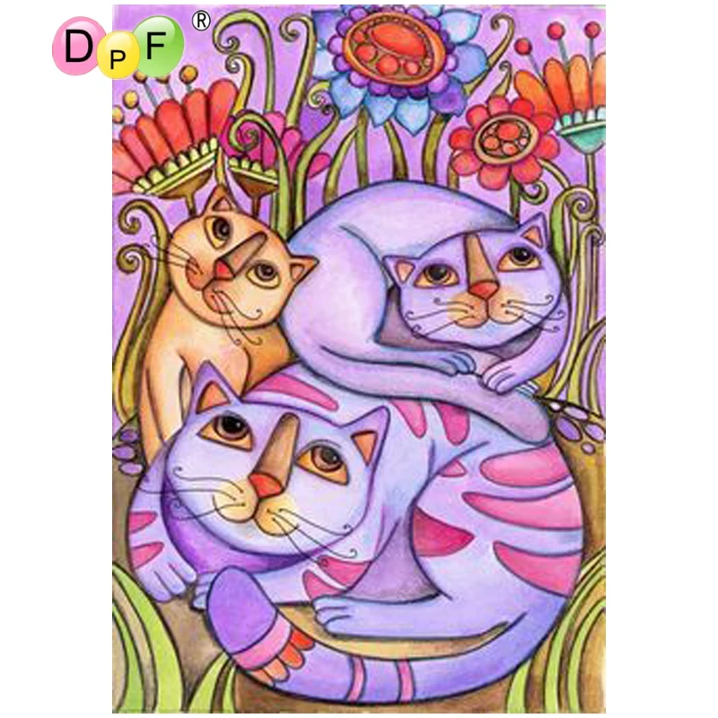 

DPF DIY flower cat 5D square diamond painting cross stitch crafts diamond embroidery mural home decoration mosaic