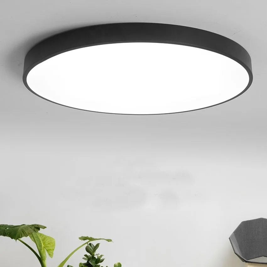 Ультра тонкий круглый светодиодный потолочный светильник для гостиной, столовой, спальни диаметром 40, 50, 60 см, современный потолочный светильник с регулируемой яркостью