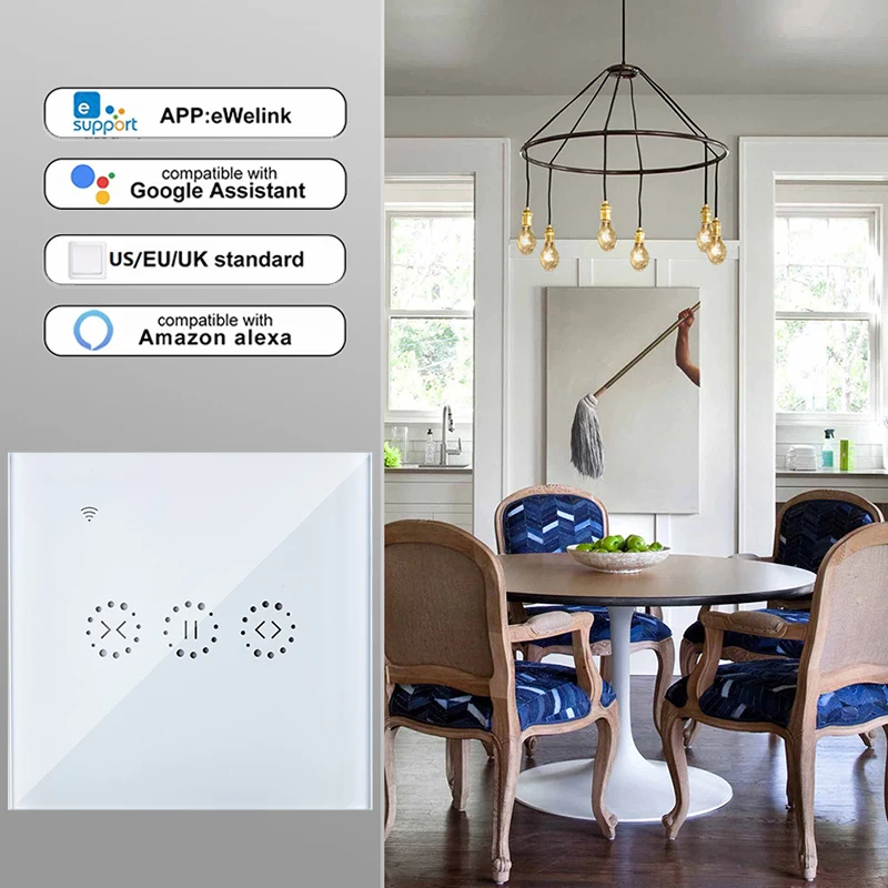 Модуль Автоматизации умного дома WiFi электрические сенсорные жалюзи шторы переключатель Ewelink приложение Голосовое управление Alexa Echo для Android IOS