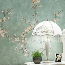 Papel pintado autoadhesivo 3D de tela no tejida para sala de estar ropa de cama habitación Pastoral flor Retro pegatina de pared estilo europeo papel tapiz de lujo