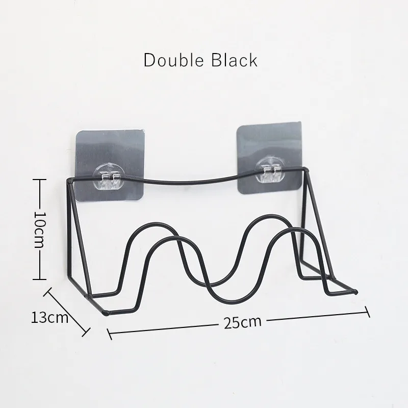 Baffect/двойная железная настенная полка для обуви, простые домашние Тапочки для ванной комнаты, держатели для хранения, лоферы, полка-s - Color: double black