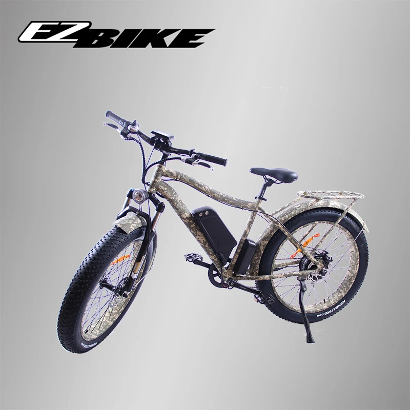 Excellent EZBIKE Mountain Bike camouflage Electric Bicycle 48V 500W 10.4A 7 speed powerful electric Fat bike Lithium Battery Off road bike 1