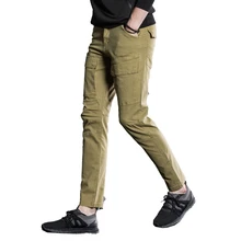 Осень Зима Новые Мужские штаны армейский коричневый черный большие карманы Украшение Повседневная Высококачественная легкая стирка мужские брюки размер 29-38