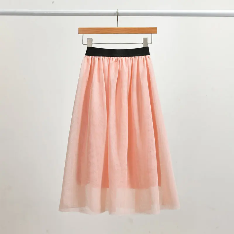 Детская одежда для девочек Летняя длинная юбка-пачка из тюля розовая однотонная Пышная юбка с оборками для От 2 до 14 лет плиссированная юбка принцессы из сетчатого материала - Цвет: pink