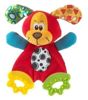 

Candice guo! infant baby toy lovely cute dog colorful placate towel with teether sound paper 1pc