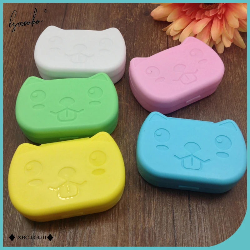 

Lymouko Multicolor Cute Portable Mini Cat Plastic Contact Lens Case Kit Easy Carry Contact Lenses Box