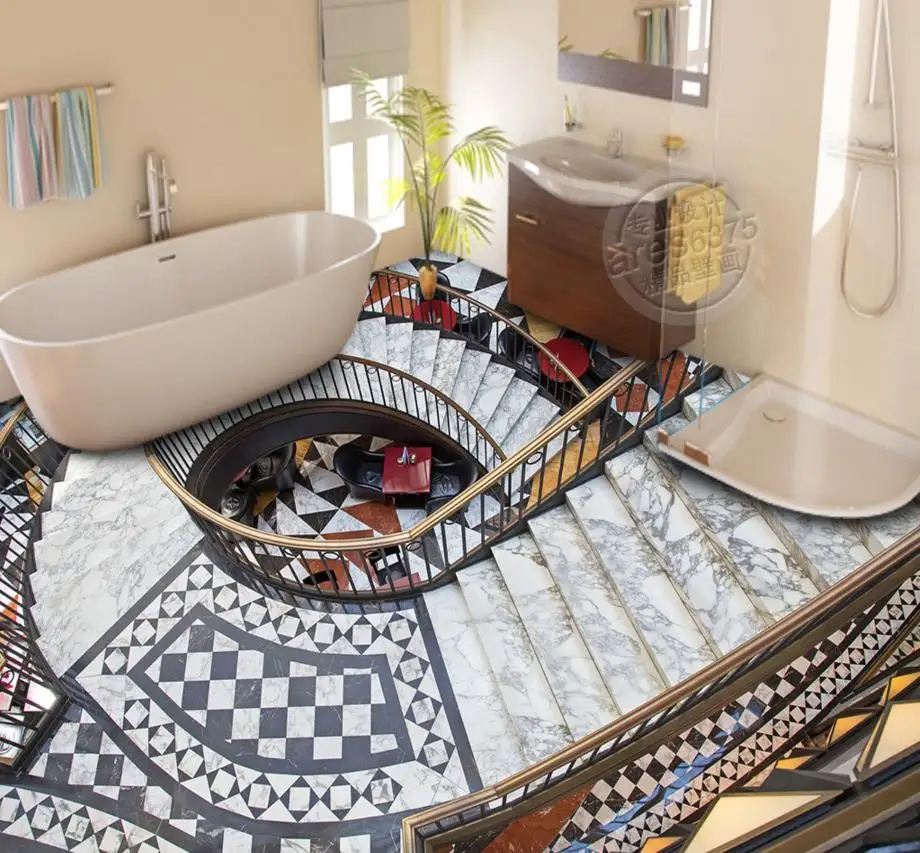 3d boden wendeltreppe tapete kundenspezifische vinyl böden wasserdicht