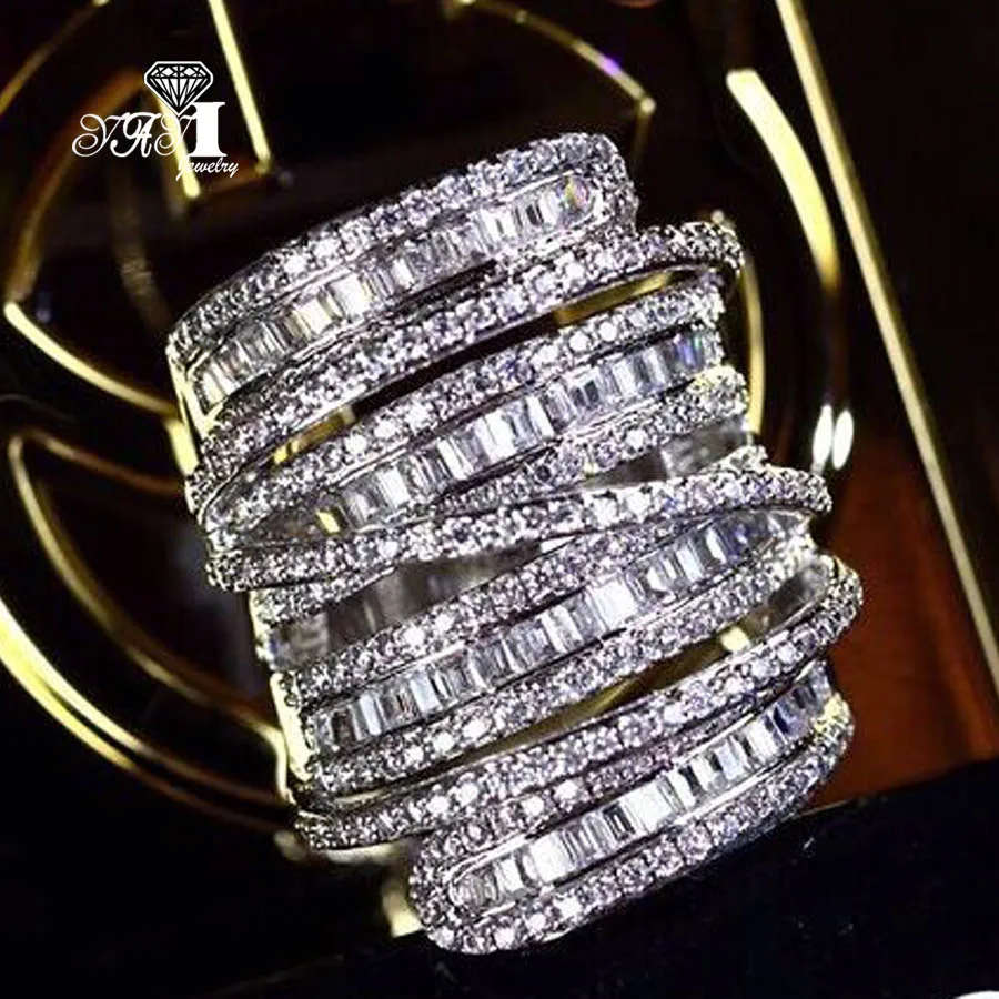 YaYI Jewelry Fashion Princess Cut 6.4 CT White Zircon Silver Color Engagement Rings wedding Rings Party Rings