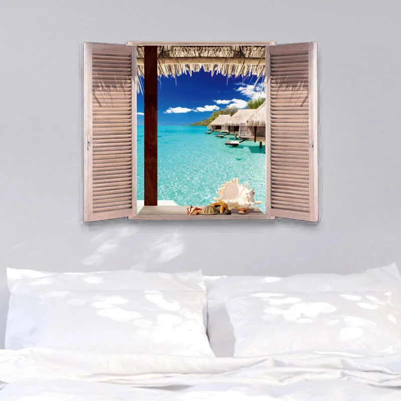 

Maldives Ocean Beach Wave Wall Art Sticker Mural Decal Decor Seascape Woodiness Window Casual Art