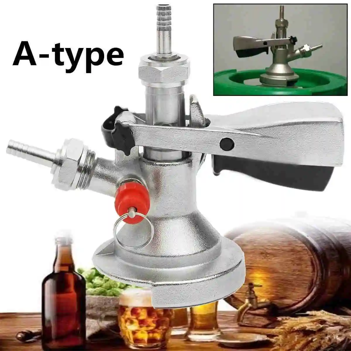 

Mayitr A-type Keg Coupler Draft Beer Dispenser For Home Brew+Air Valve Stainless Steel Connectors Wine Beer Coupler Head