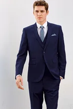 men suit groom tuxedo navy blue custom made suits prom dress 3 piece suits for the best man
