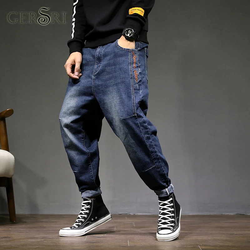 Gersri Big Size Men Hip Hop Jeans Men Baggy Jeans Denim Wide Loose ...