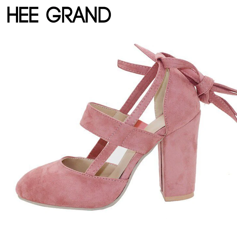 

HEE GRAND 2018 New Women's Shoes With High Heel Lace-up Women Sandals Large Size Pumps Mujer Causal Sandals WXG529