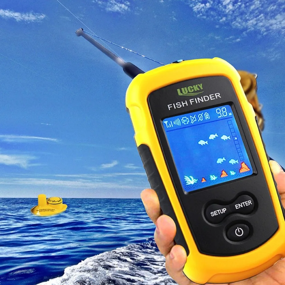 حجم المحمولة اللاسلكية السمك مكتشف السونار Fishfinder 40 متر مدى عمق المحيط بحيرة البحر الصيد مكتشف ل المحيط نهر جديد