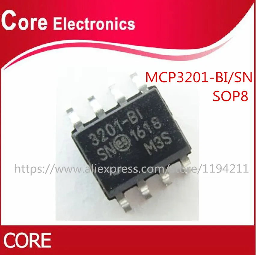 1pcs MCP3201-BI//P 3201-BI//P 12-Bit A//D Converter with SPI Serial Interface