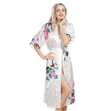 Атласный халат халаты для женский халат шелковый халаты для женщин домашняя одежда пижамы невесты свадебное летнее платье