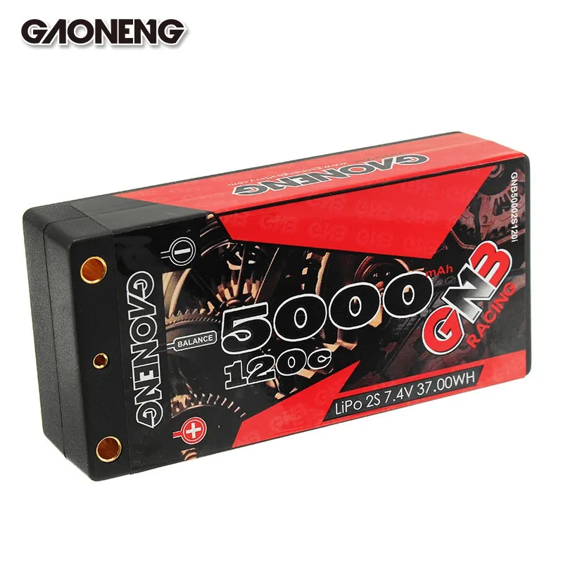 

2017 Original Gaoneng GNB 7.4V 5000mAh 2S2P 120C 37.5WH Rechargeable Lipo Battery for 1/10 RC Car Accessories Spare Parts DIY