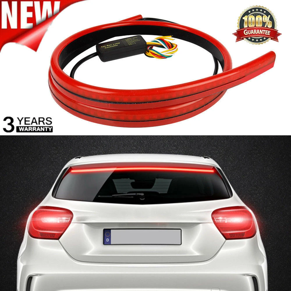 Interiores de Alta Luzes de Freio Luz de Advertência Luz de Travagem Luz de Sinal Auto 103 cm Traseiro da Cauda Acessórios Montagem Novo 12 v Carro Levou Tira 4 Da Cauda Acessórios Interiores de Alta Montagem