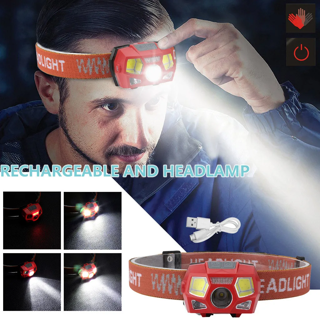 

Outdoor Accessories For Camping Hiking Tools Induction LED Bicycle Light Front Bike Light COB Head Lamp Multiple Modes