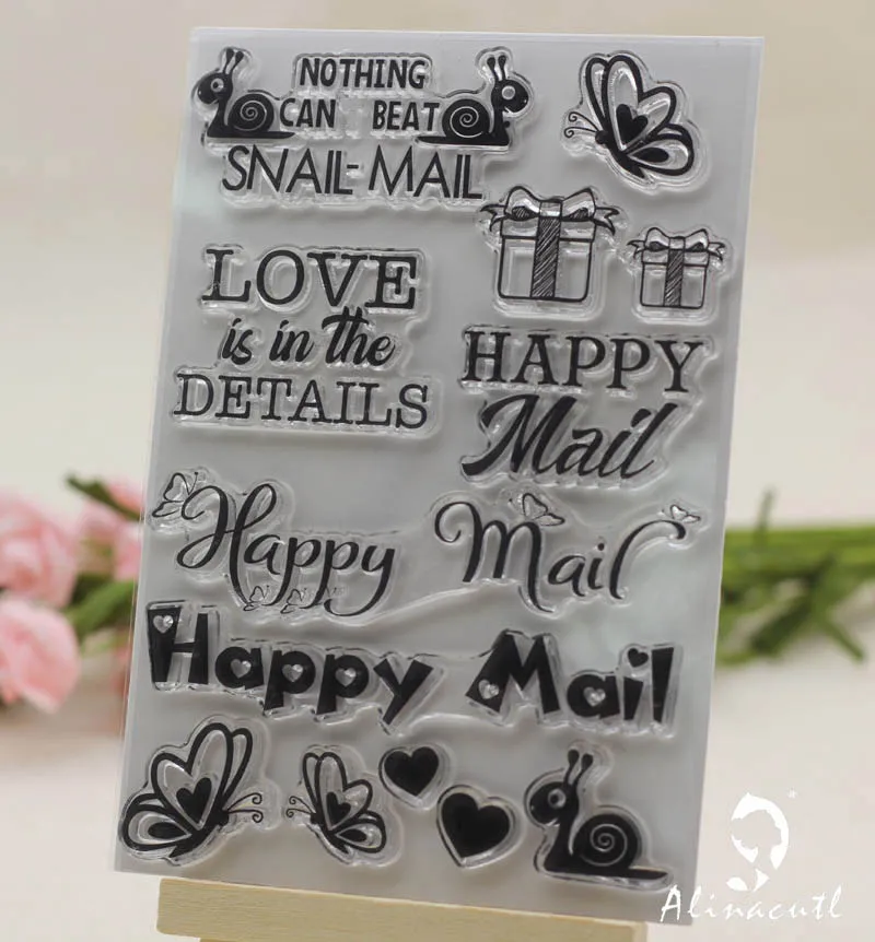 Прозрачные штампы happy mail snail love mail Скрапбукинг Бумага для скрапбукинга бумага для рукоделия силиконовый резиновый ролик прозрачный штамп