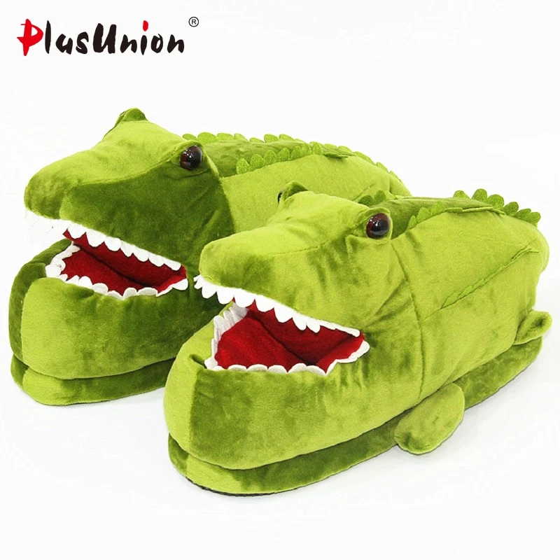

VANLED Green Crocodile Cartoon Cosplay Indoor Slipper Shoes Woman Warm Plush Adorable