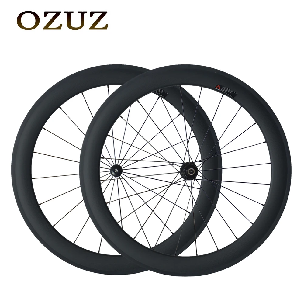 

OZUZ Straight Pull 700C Carbon Wheels 50mm depth Clincher 3K Matte bike wheels Road bicycle Wheelset Powerway R36 Hub v brake