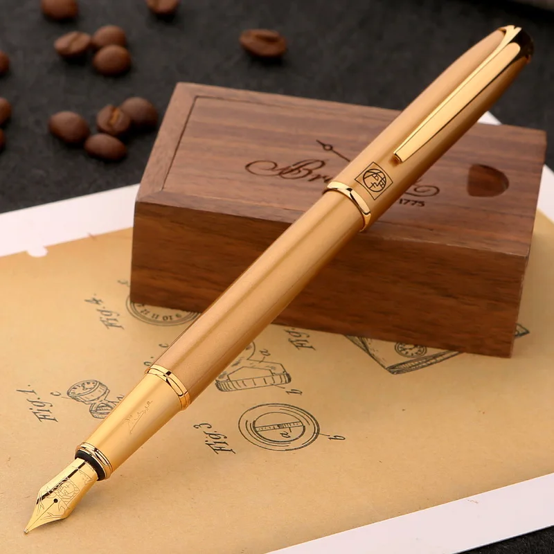 Перьевая ручка Picasso ps-916, 0,38 мм, 0,5 мм, 1 мм, перьевая ручка, Сверхтонкая каллиграфия, Подарочная авторучка для студентов - Цвет: Golden  0.5 mm