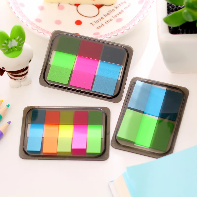 

2015 New Post-it Colorful Paper Tab Translucent Fluorescent Sticker Post It Bookmark Marker Memo Flags Index Pad Sticky Notes